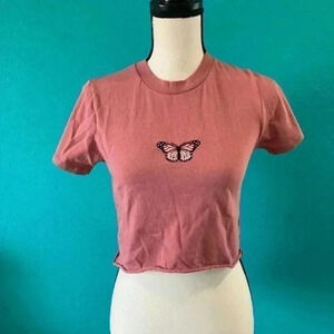 Brandy Melville cotton Helen butterfly tee shirt in one size fits all